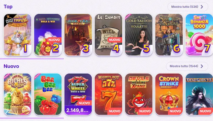 Robocat Casino giochi